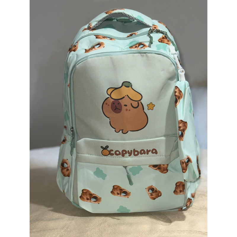 Mochila Escolar Con Cartuchera De Capibara Carpincho Laptop