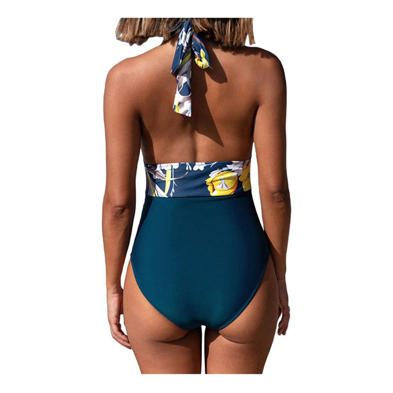 Malla Entera Triangulo Plisada Combinada Bikini Del M Al Xl