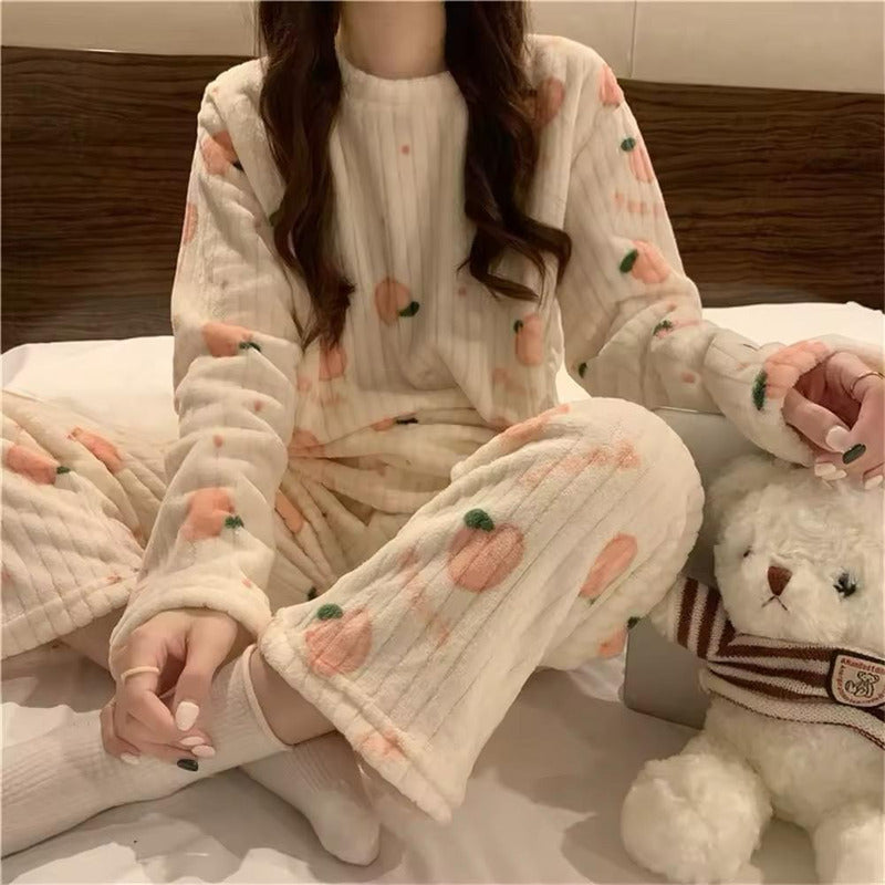 Pijama Peluche Largo De Dama Plush Abrigado Varios Diseños