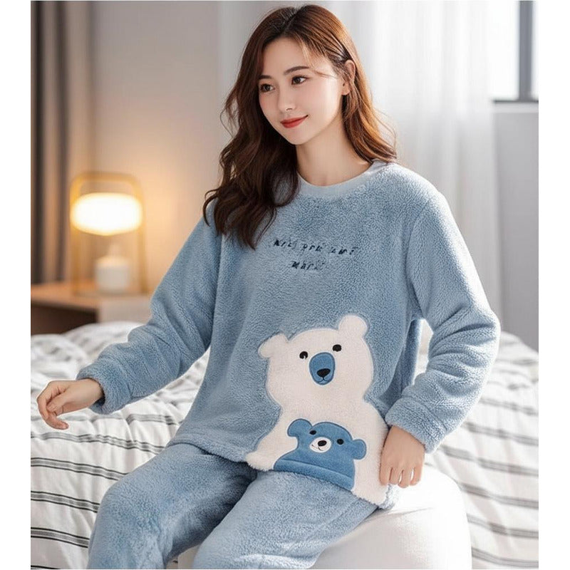Pijama Peluche Largo Osos Plus Abrigados Varios Colores