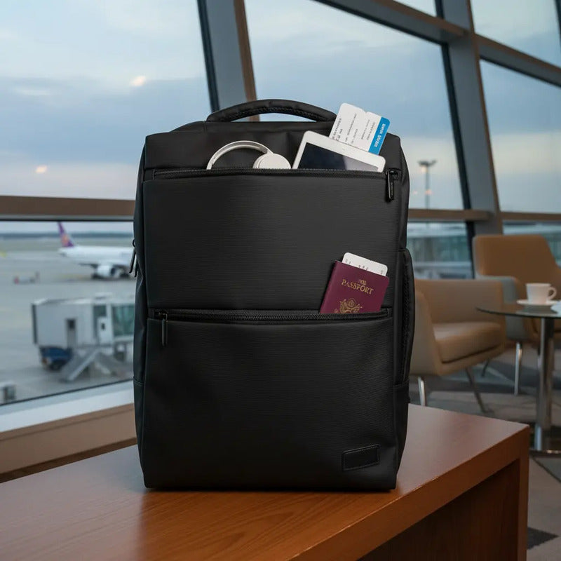 Mochila De Viaje Negra Con Usb Varias Reparticiones Uniteduy