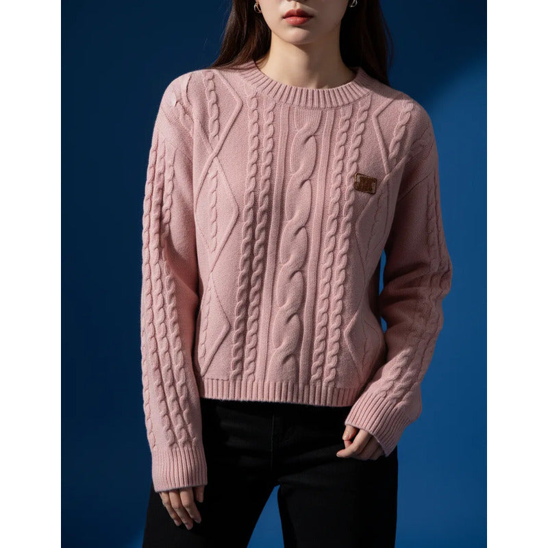 Buzo Manga Larga Trenzado Elastizado Para Mujer Elegante