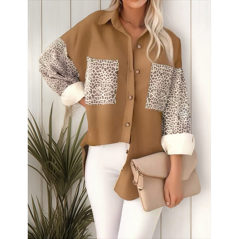 Sobre Camisa Pana Combinado Con Animal Print Varios Colores