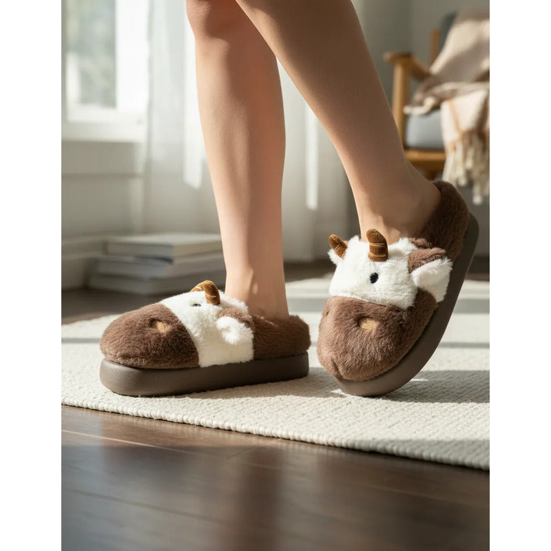 Pantufla Vaca Sin Talón Talles Del 36 Al 45 Suela De Goma