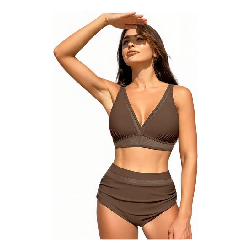 Bikini Tiro Alto Triángulo Con Transparencia Varios Colores