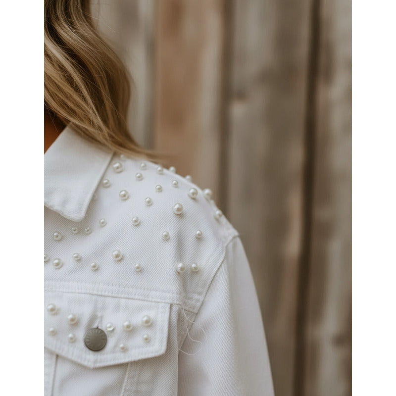 Campera De Jeans Con Aplique Perlas Uniteduy