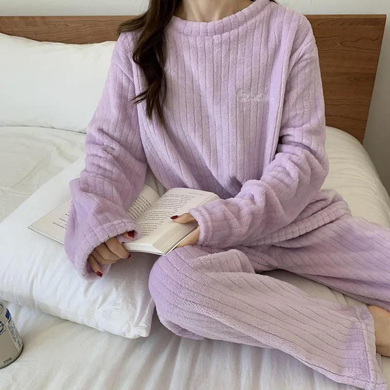 Pijama Peluche Largo De Dama Plush Abrigado Varios Colores