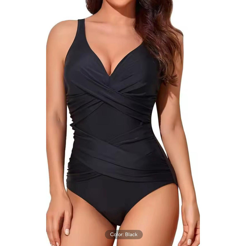 Malla Entera Lisa Y Combinada Bikini Mujer Control Abdomen
