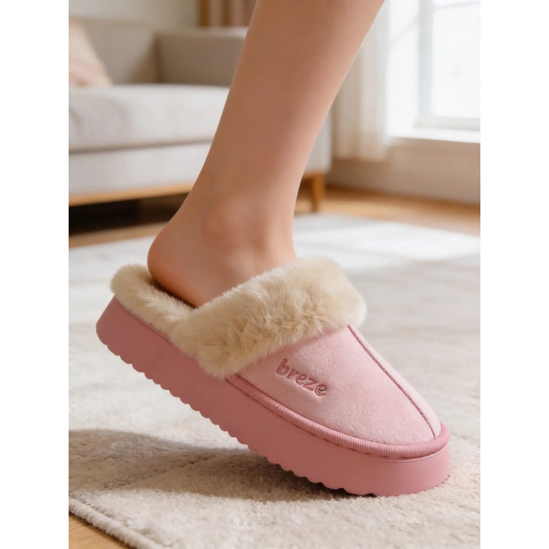 Pantuflas Mujer Forradas Con Corderito Altas Sin Talón