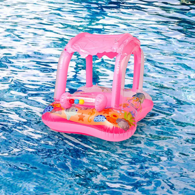 Inflable Flotador Bebe Silla Techo Sonajero Cuadrado Piscina