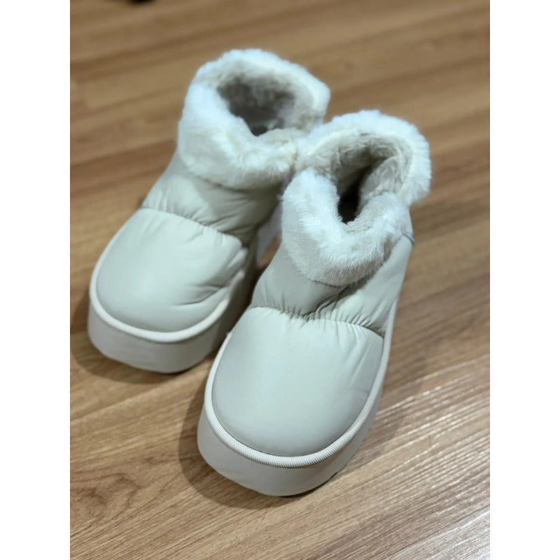 Pantuflas Botitas Abrigadas Con Corderito Y Plataforma