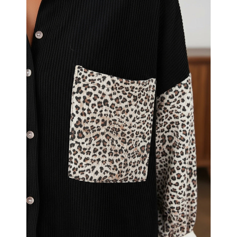 Sobre Camisa Pana Combinado Con Animal Print Varios Colores