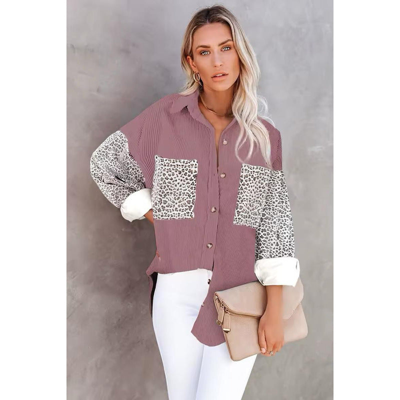 Sobre Camisa Pana Combinado Con Animal Print Varios Colores