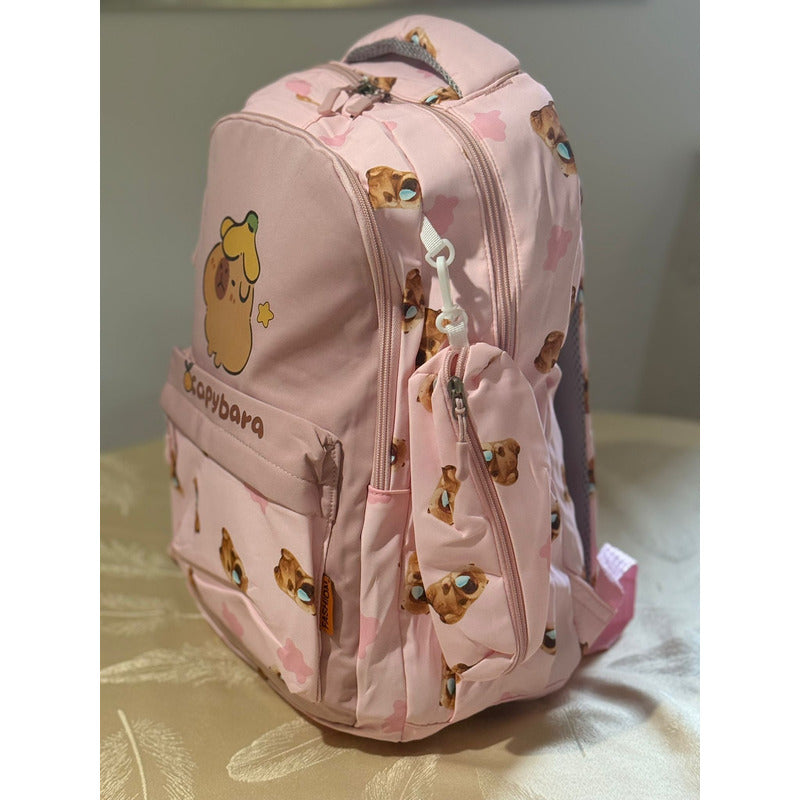 Mochila Escolar Con Cartuchera De Capibara Carpincho Laptop