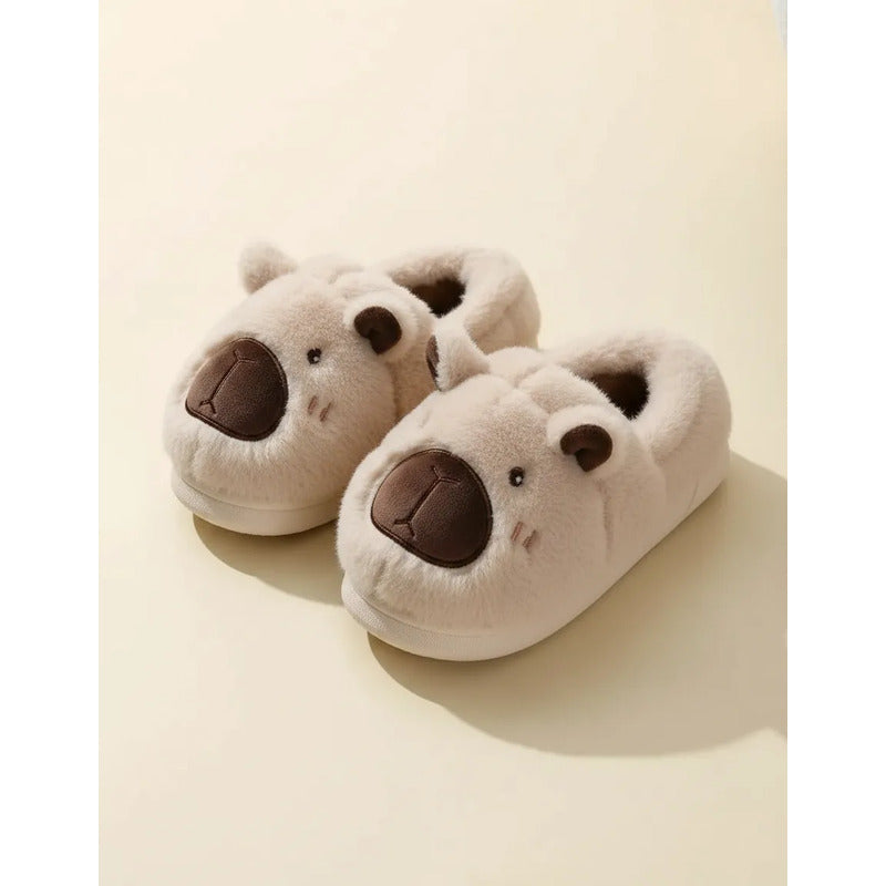 Pantuflas De Peluche Diseño Capibara Antideslizante Cerradas