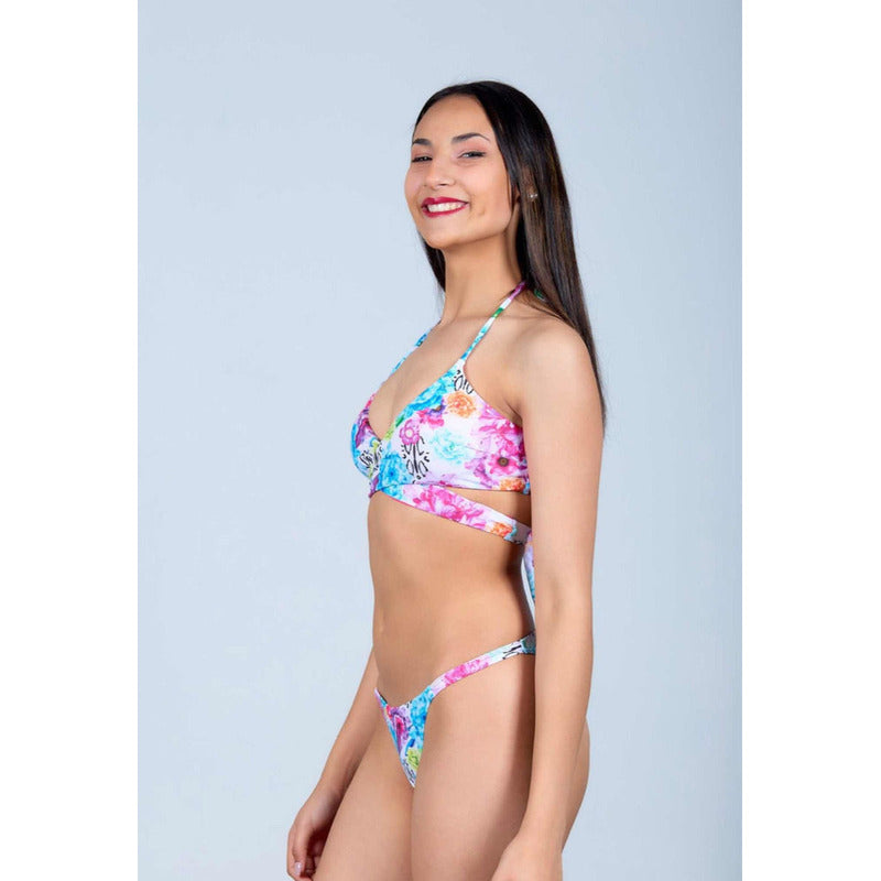 Bikini Malla Traje De Baño Con Soutien Cruzado Floreado