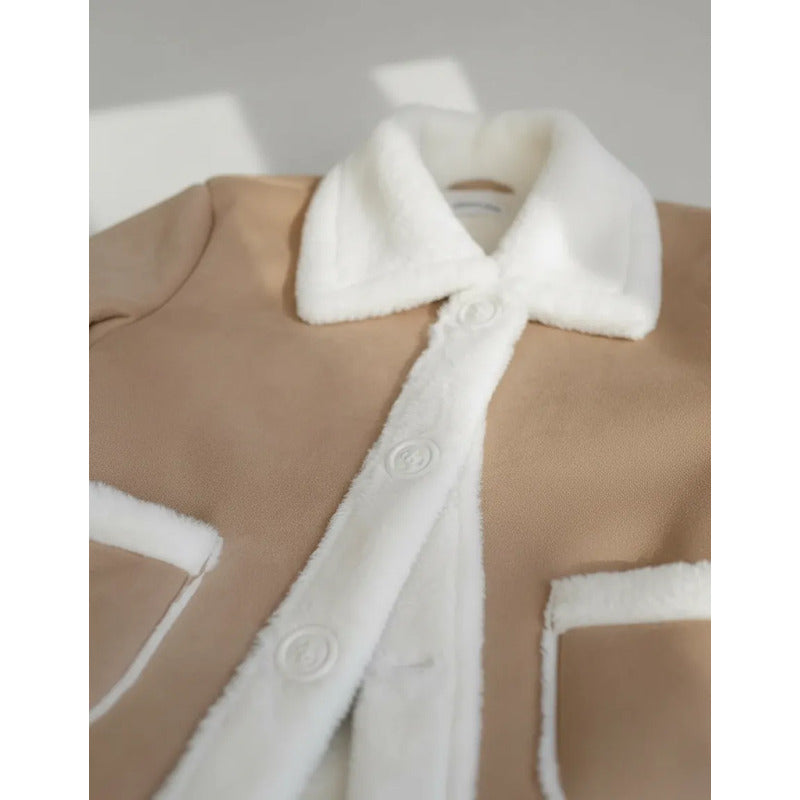 Campera Gamulán Corta Dama Forrada Corderito Beige