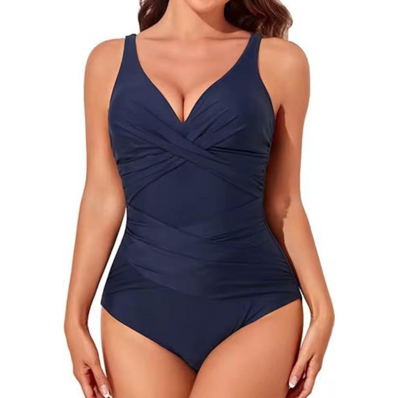 Malla Entera Lisa Y Combinada Bikini Mujer Control Abdomen