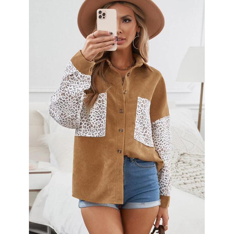 Sobre Camisa Pana Combinado Con Animal Print Varios Colores