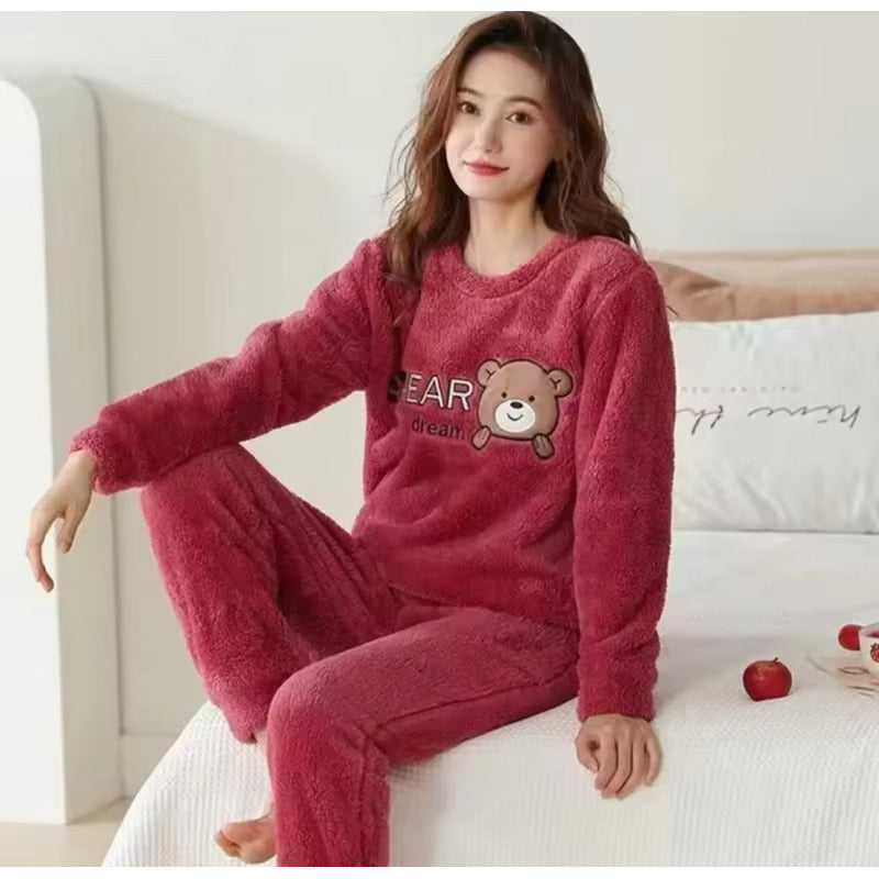 Pijama Peluche Largo Osos Plus Abrigados Varios Colores