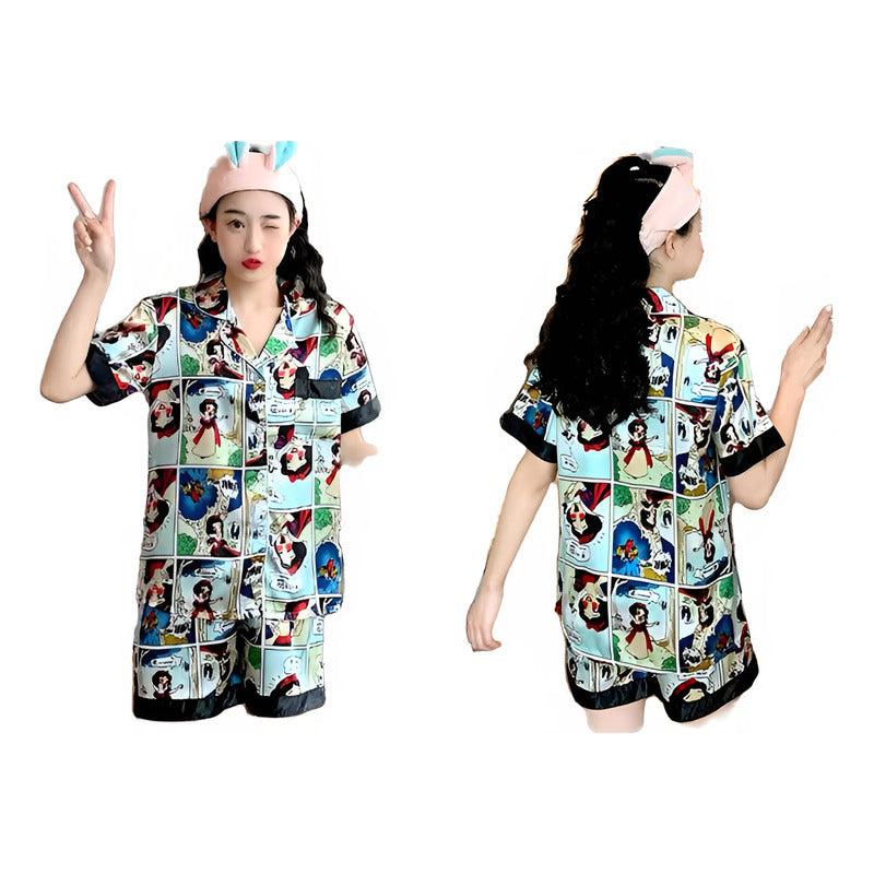 Pijamas Seda Fría Cortos M L Xl Y Xxl Disney Mickey - Minnie