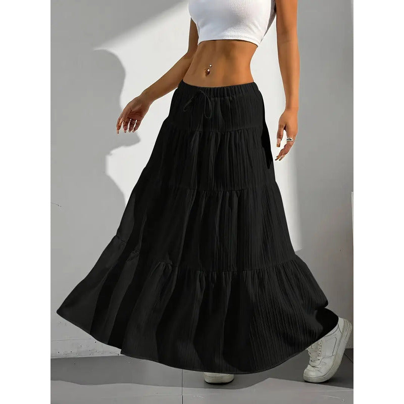 Falda Pollera Larga Con Lazo Y Elástico Campesina Uniteduy