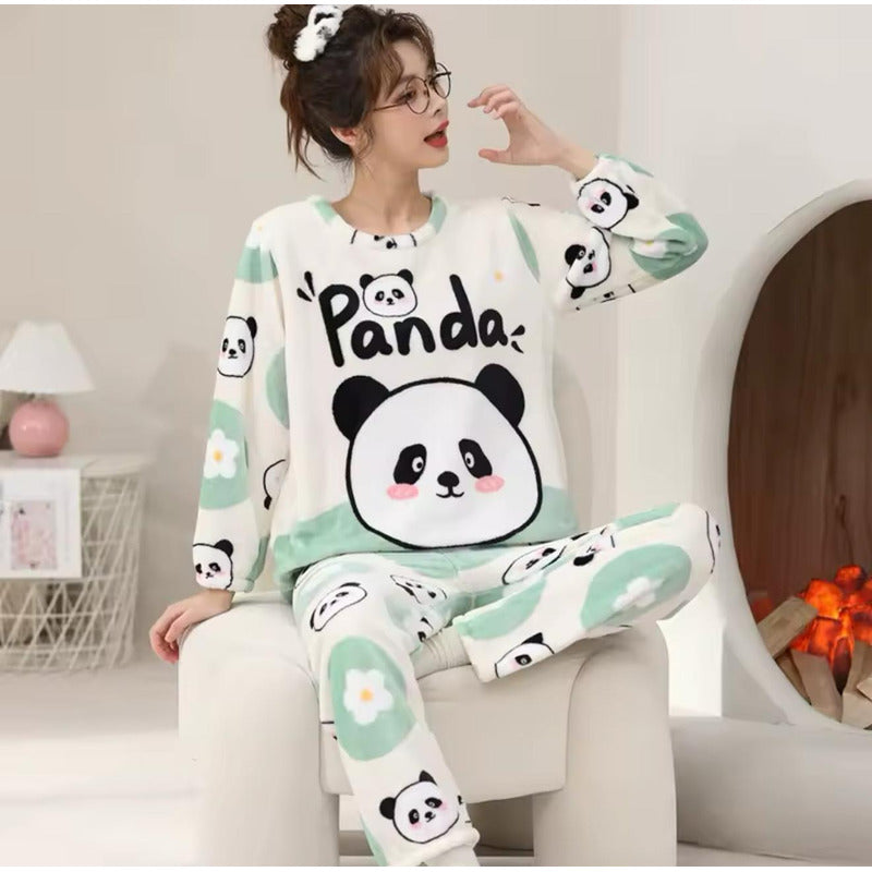 Pijama Peluche Largo De Dama Varios Diseños Talle Único