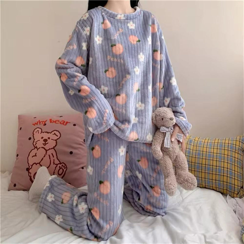 Pijama Peluche Largo De Dama Plush Abrigado Varios Diseños