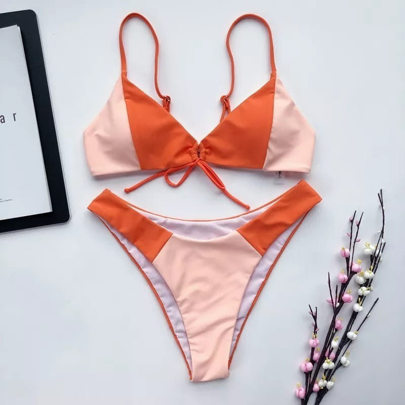 Bikini V Combinado Naranja Atado En Soutien