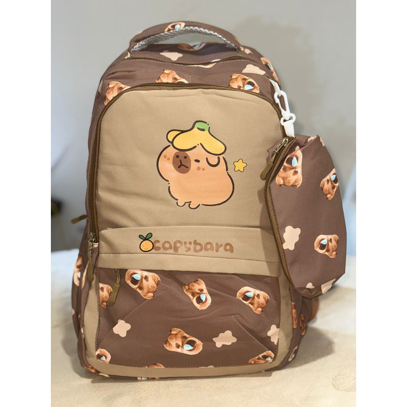 Mochila Escolar Con Cartuchera De Capibara Carpincho Laptop