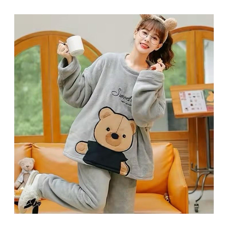 Pijama Peluche Largo Osos Plus Abrigados Varios Colores
