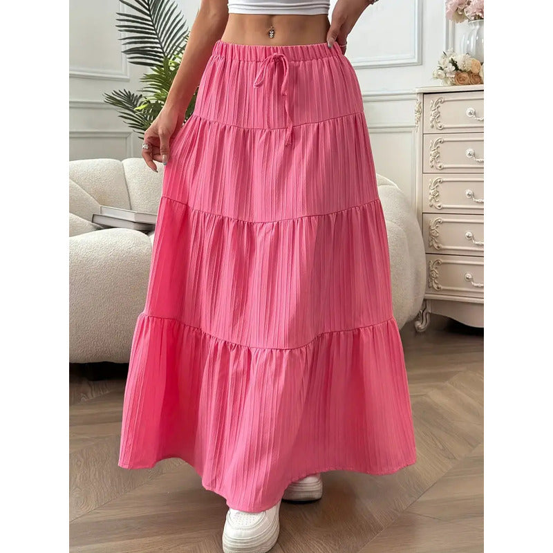 Falda Pollera Larga Con Lazo Y Elástico Campesina Uniteduy