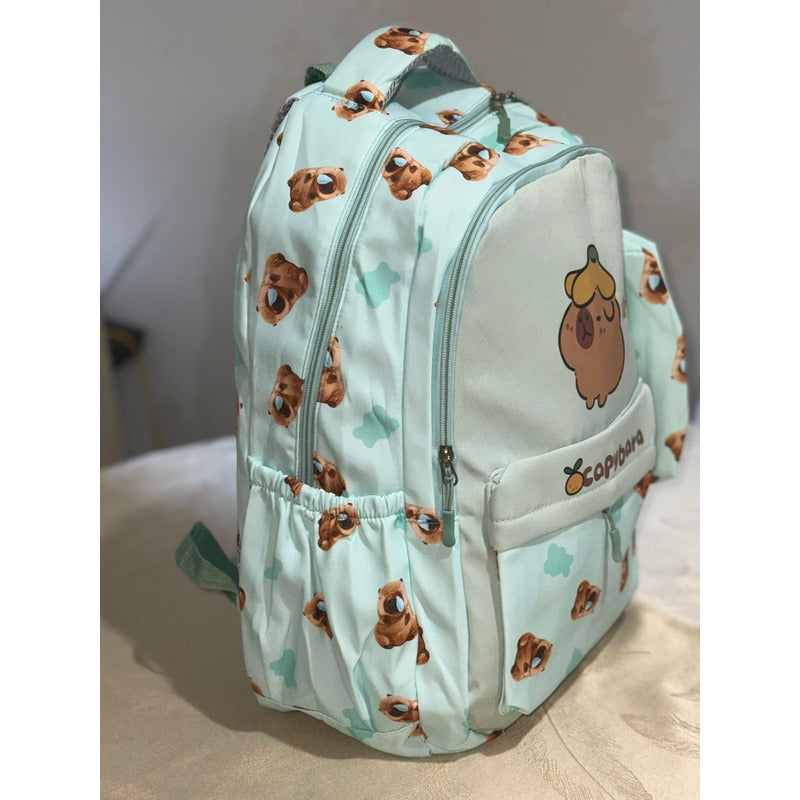 Mochila Escolar Con Cartuchera De Capibara Carpincho Laptop