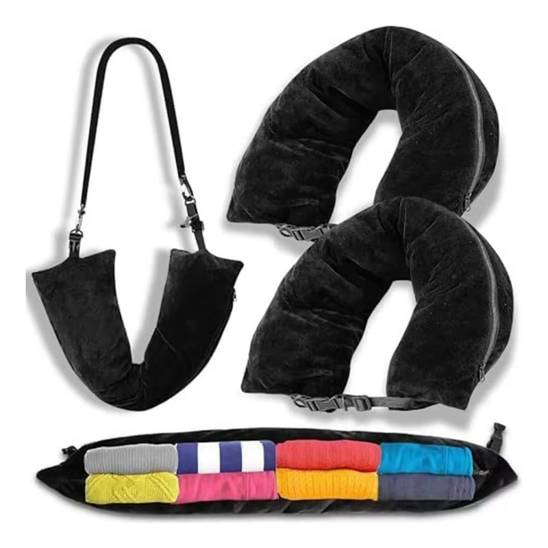 Almohada Funda Cuello Viaje Rellenable Con Ropa Untieduy