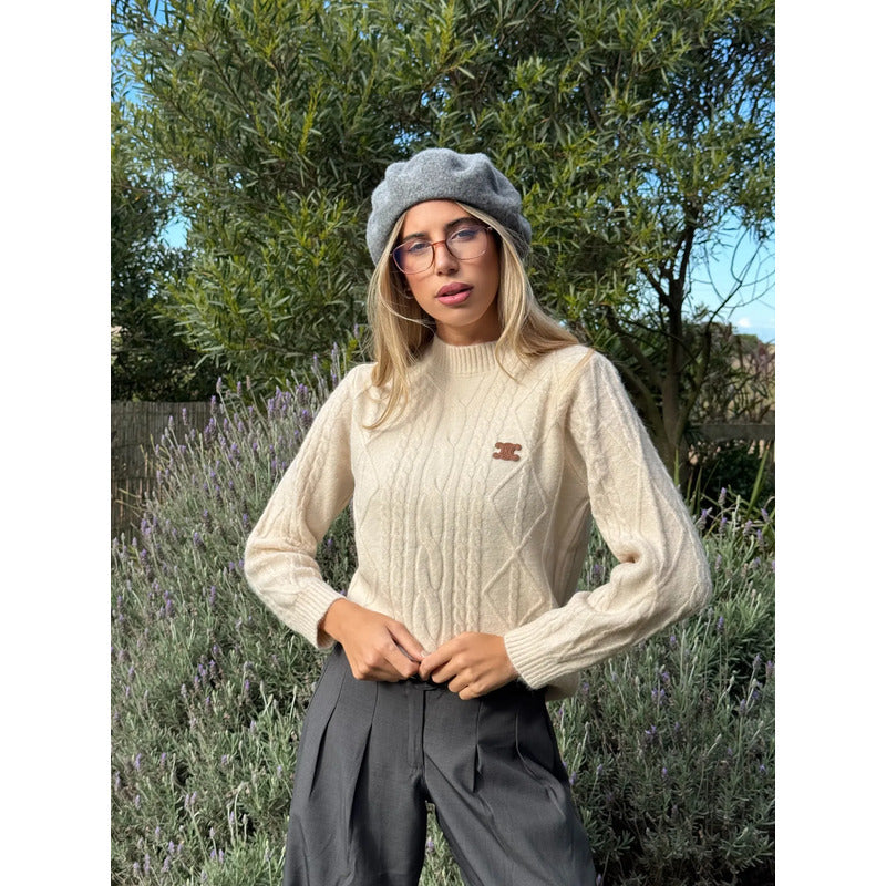 Buzo Manga Larga Trenzado Elastizado Para Mujer Elegante