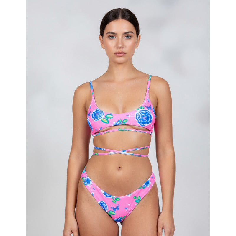 Uniteduy!bikini Romi Cola Less V  Soutien Atado Fucsia Azul
