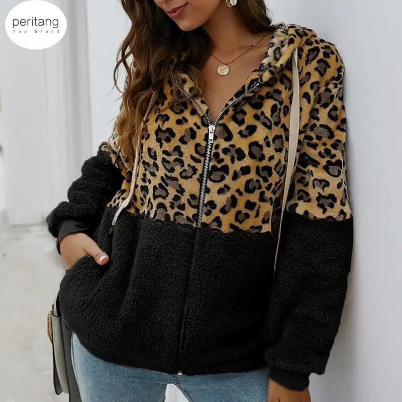 Campera Con Capucha Combinado Animal Print Polar Uniteduy