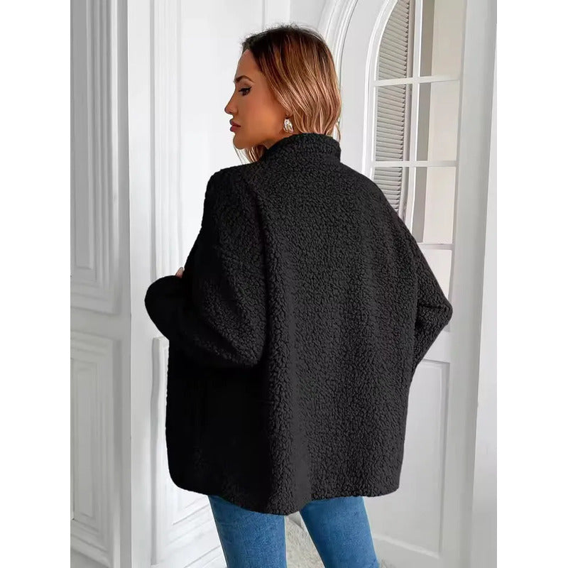 Campera De Corderito Para Dama Con Cierre Y Bolsillo Forrada