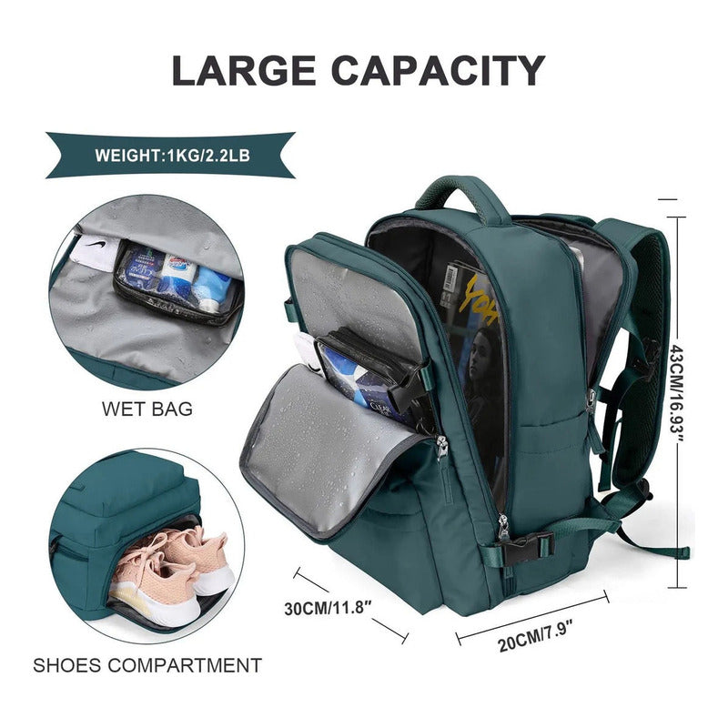 Mochila Viaje Grande Con Usb Varias Reparticiones Uniteduy