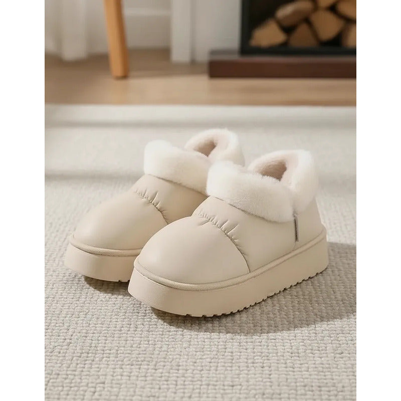 Pantuflas Botitas Abrigadas Con Corderito Y Plataforma
