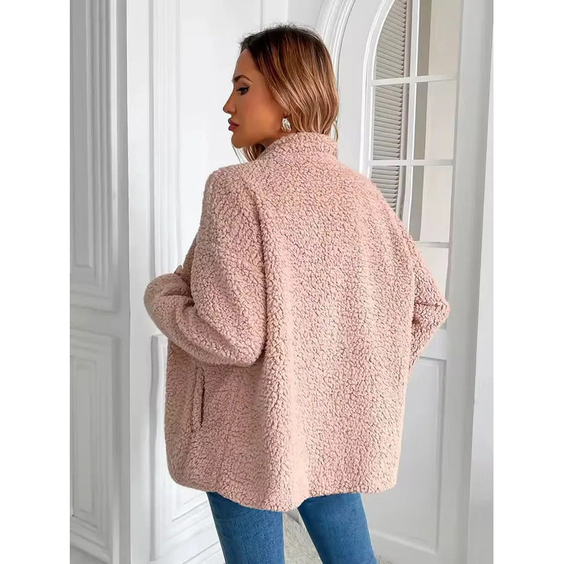 Campera De Corderito Para Dama Con Cierre Y Bolsillo Forrada