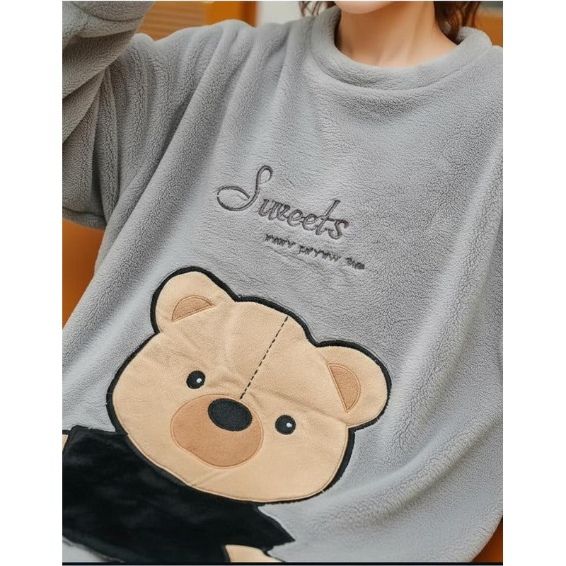 Pijama Peluche Largo Osos Plus Abrigados Varios Colores