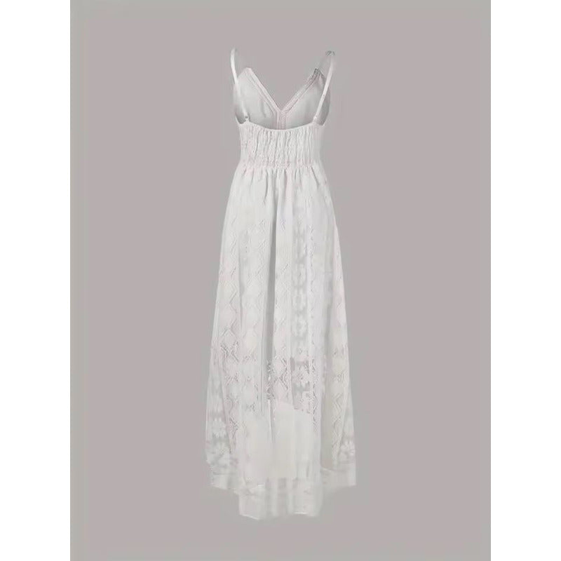 Vestido Verano Playa Falda Irregular Encaje Calado Uniteduy