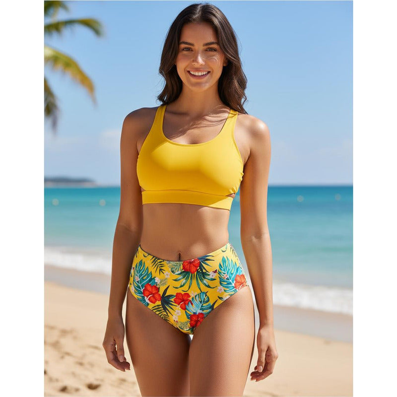 Bikini Mallas Tiro Alto 2 Piezas Push Up Uniteduy Varios Col