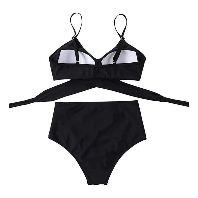 Bikini Tiro Alto Liso Push Up Cruzado Uniteduy
