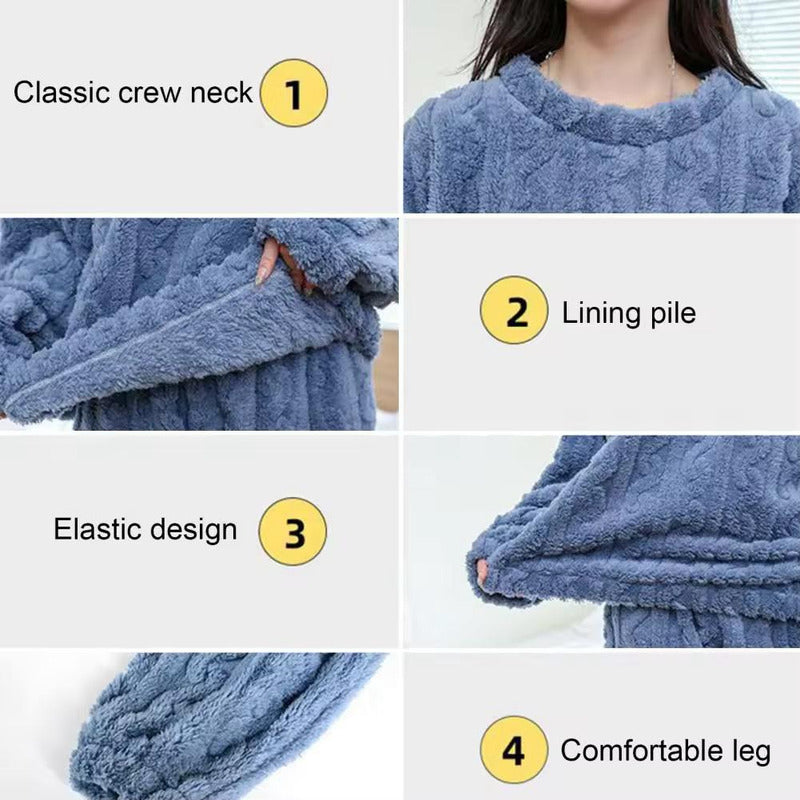 Pijama Peluche Trenzado Largo De Dama Plush  Varios Colores