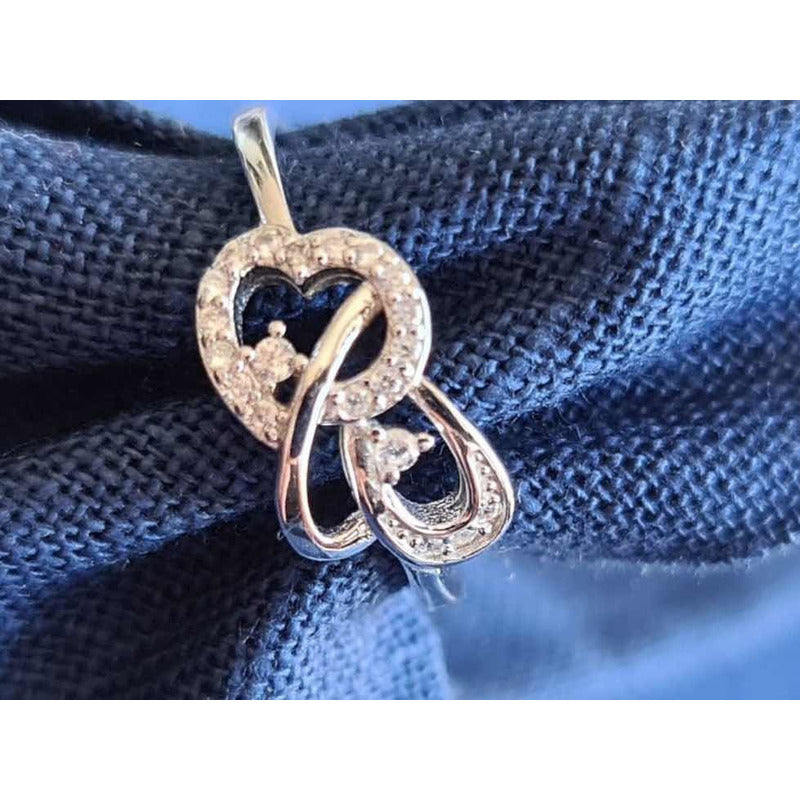 Anillo Corona Plata 925 Corazones Circonio Uniteduy