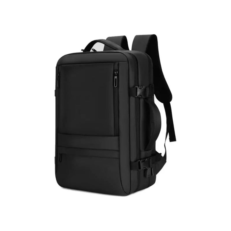 Mochila Viaje Expandible Antirrobo Negra Con Usb Impermeable