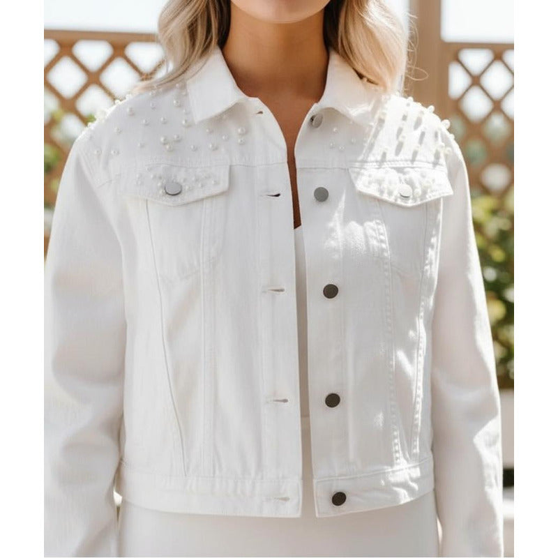 Campera De Jeans Con Aplique Perlas Uniteduy