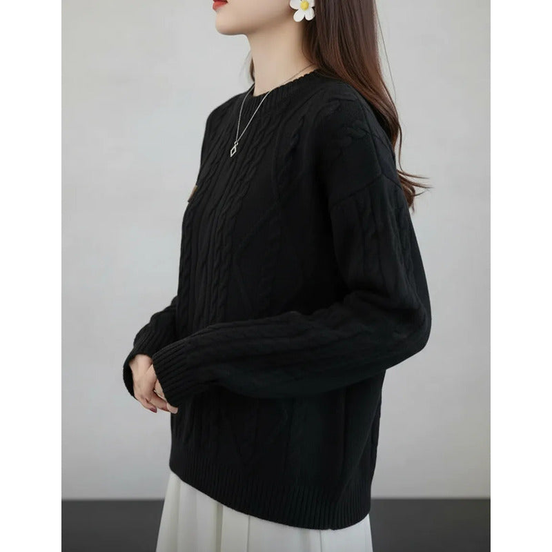 Buzo Manga Larga Trenzado Elastizado Para Mujer Elegante